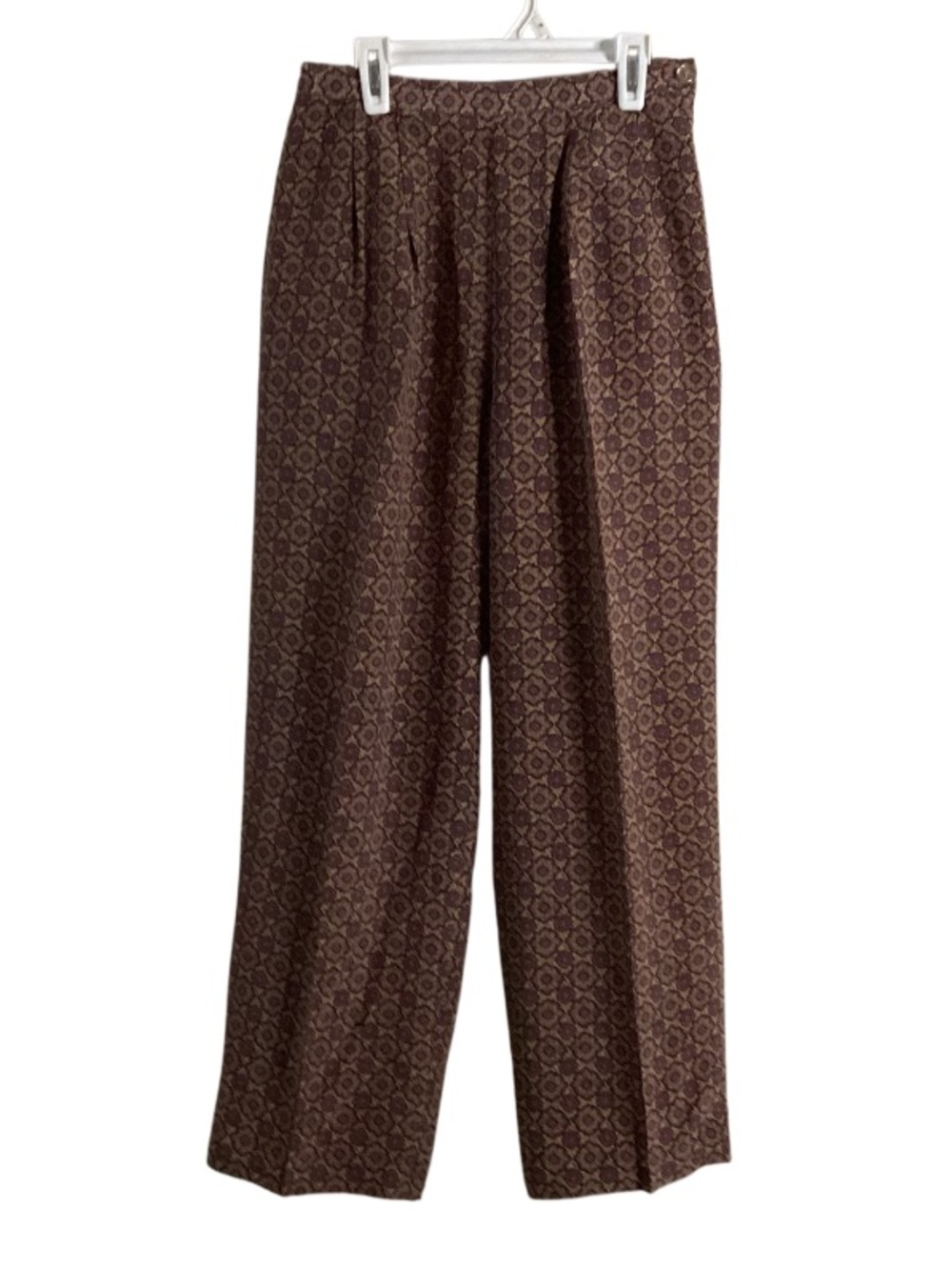 Talbots Vintage Silk Wide Leg Pants Geometric Tile Pattern 6 Petite
